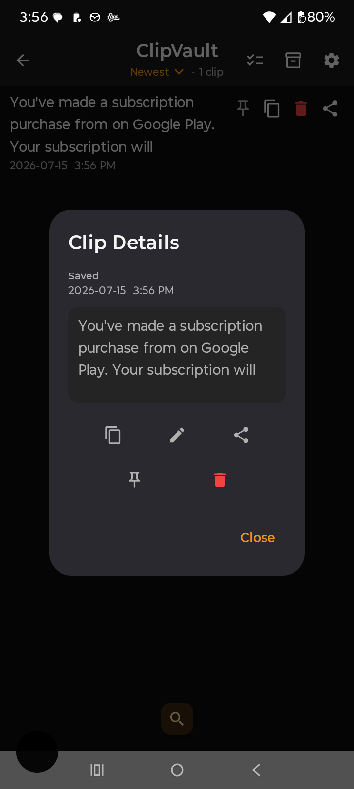 ClipVault clip details dialog