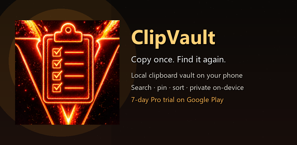 ClipVault Google Play feature graphic